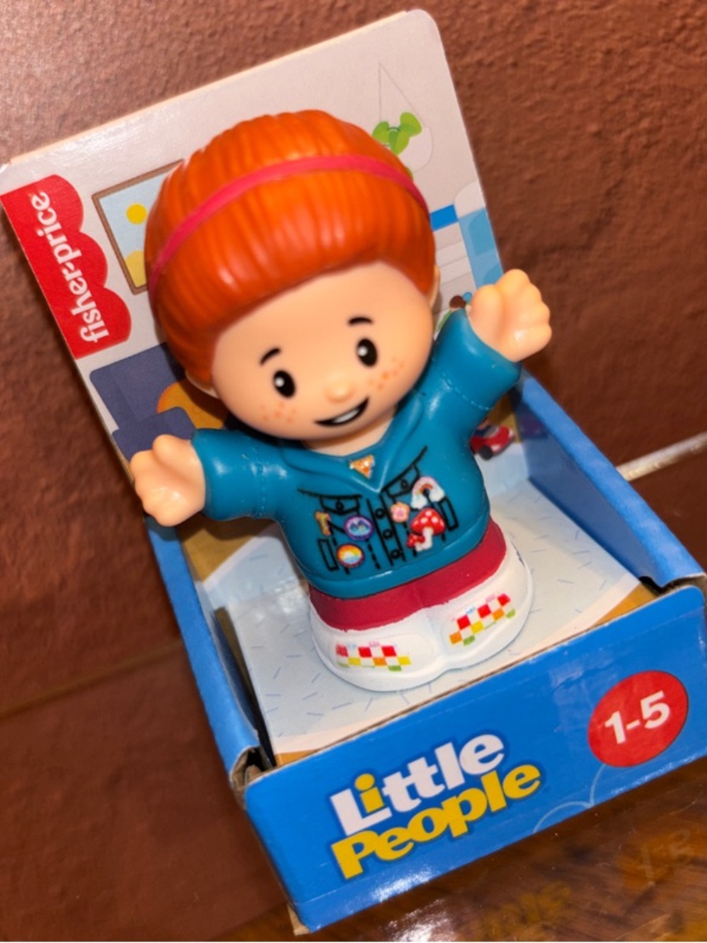 Fisher Price Little People Girl in Jean Jacket Figure with red hair and freckles